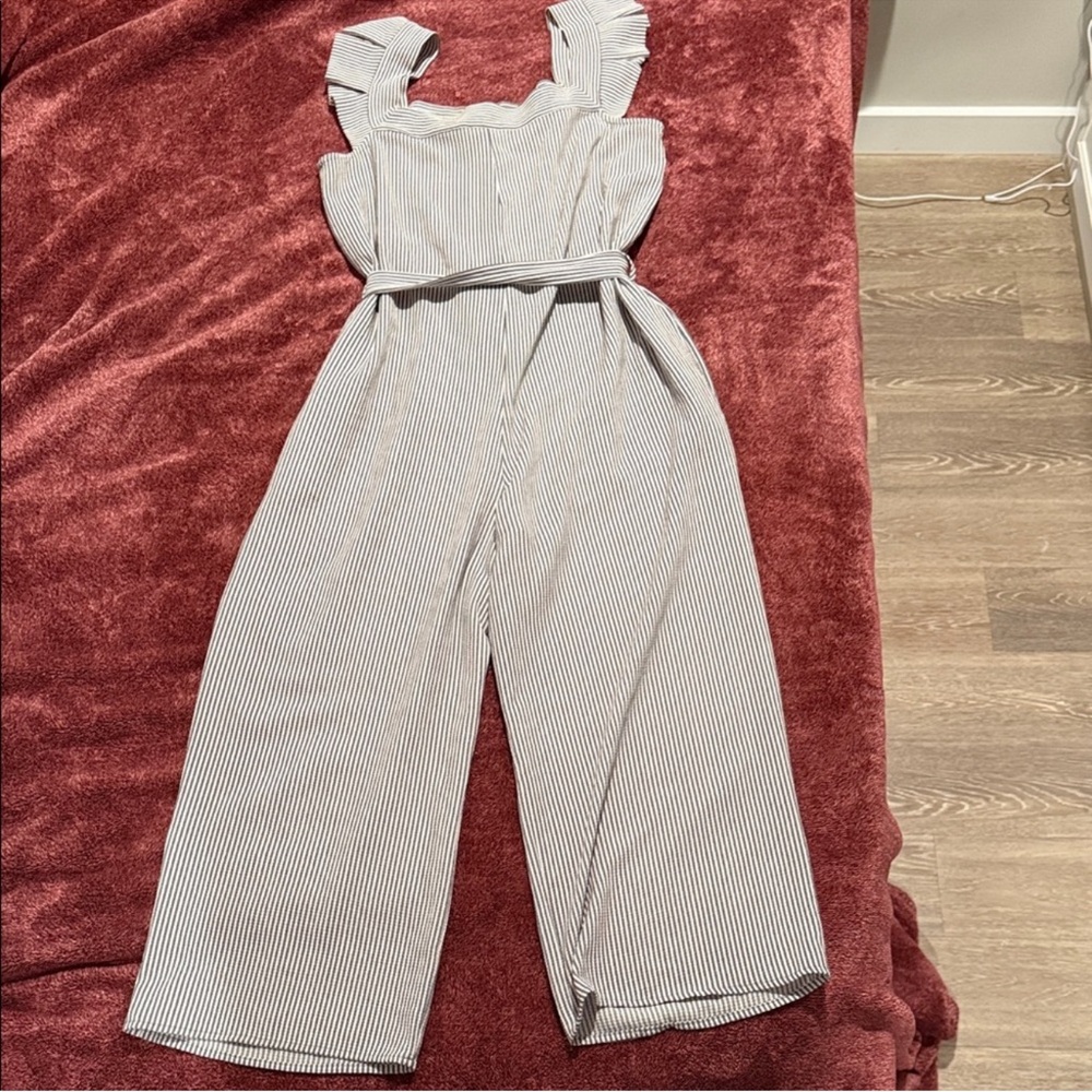 Monteau Black and White Striped Jumpsuit